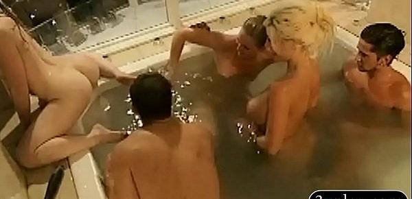  Luscious women and nasty guys have fun in the bathtub